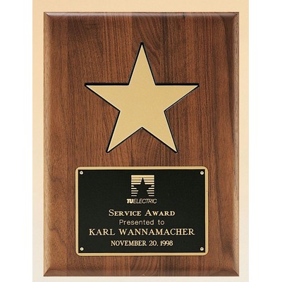 Airflyte Collection Walnut Plaque w/ Gold Aluminum Star (9"x12")