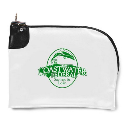 10.5"x9" Expanded Vinyl Curved Zipper Bank Bag w/Standard Swing Lock