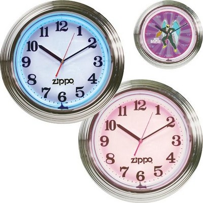 15" Diameter Chrome Plated Neon Wall Clock