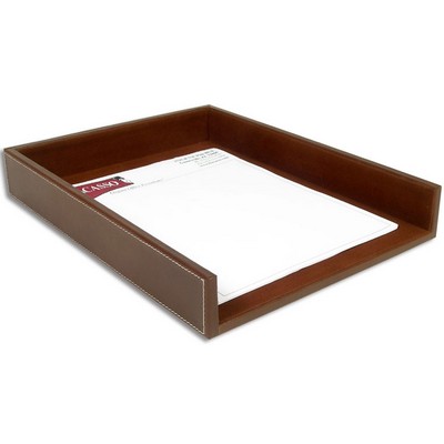 Rustic Brown Leather Front Load Letter Sized Letter Tray