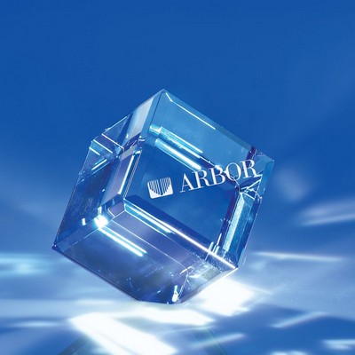 Blue Crystal Cube Award 3-3/4"H