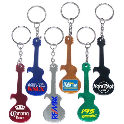 Guitar Shaped Bottle Opener with Key Chain (Large Quantities)