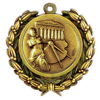 Stock Arts Medal w/ Wreath Edge / 1 1/4"