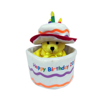 Custom Plush Birthday Bear Peeking Out Cake