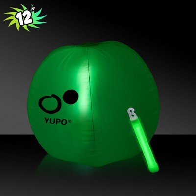 12" Inflatable Beach Ball w/Green Light Stick