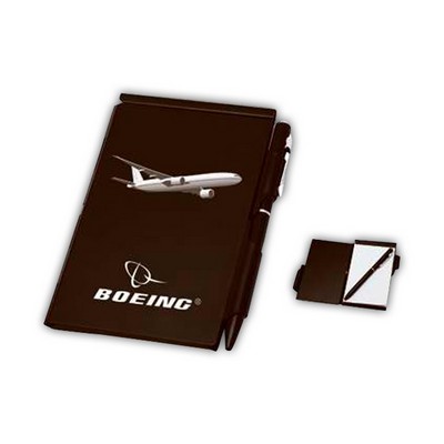 Black Aluminum Notepad & Pen - Airplane Accent