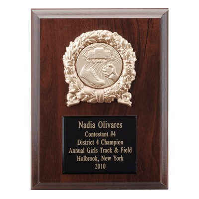 Plaque w/Black Embossed Plate & Metal Wreath Takes Insert (6"x8")