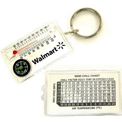 Compass Key Tag w/Thermometer & Wind Chill Chart