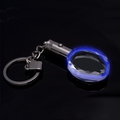 LED Crystal Key Chain w/ Oval Fob