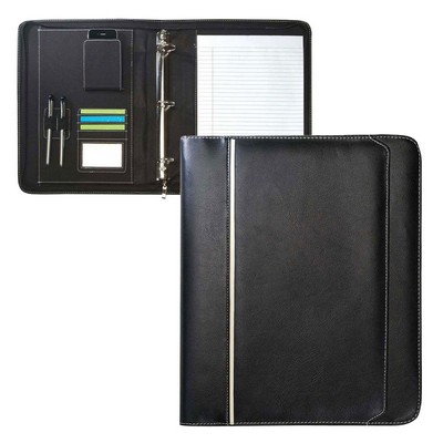 Leatherette Zippered Padfolio Binder