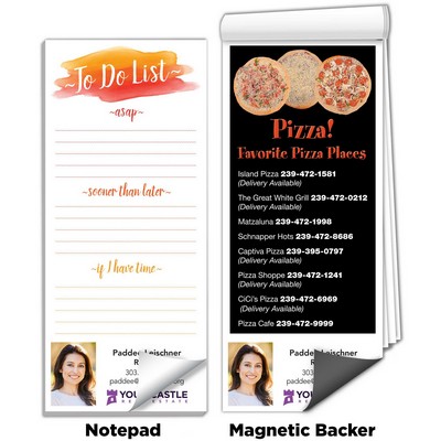 Full-Color Magnetic Notepads - Pizza Places (3 1/2" x 8")