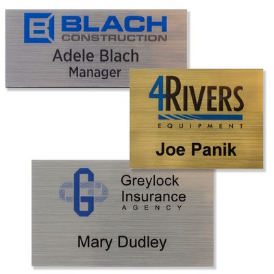 Zeus Metallic Plastic Name Badge (Custom Size Up To 3 Sq. Inches)