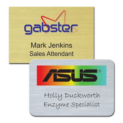 Zeus Metallic Plastic Name Badge (Custom Size Up To 9 Sq. Inches)