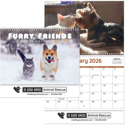 Furry Friends Wall Calendar Spiral