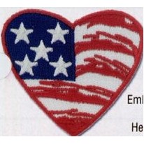 Embroidered Heart/ US Flag Patch