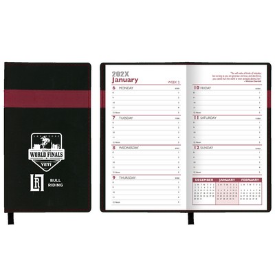 Joliett Series Soft Cover 2 Tone Vinyl Weekly Planner w/ Map / 1 Color