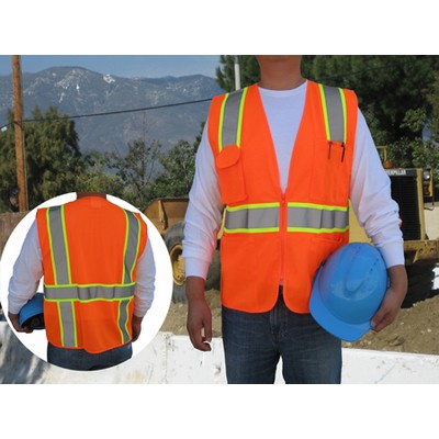 3C Products ANSI 107-2020 Class 2 Safety Vest Neon Orange With Pockets