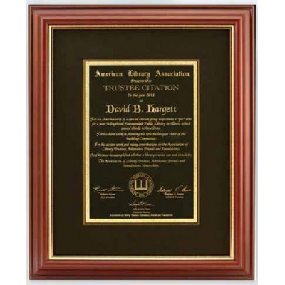 Laser Engraved Black Brass Plate Matted & Framed Hardwood Frame/ 13"x15"