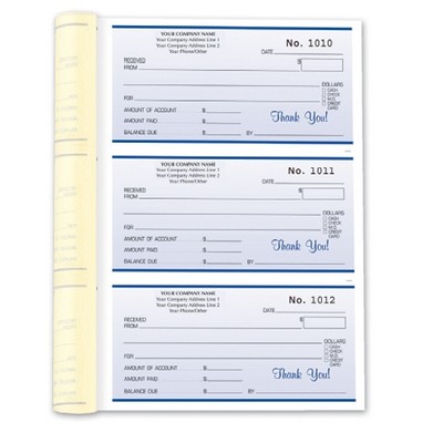 3 Part Receipt Form Books - 6½"x 8½"