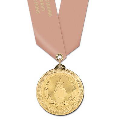 2" Victory Brite Laser Medal w/ Satin Neck Ribbon