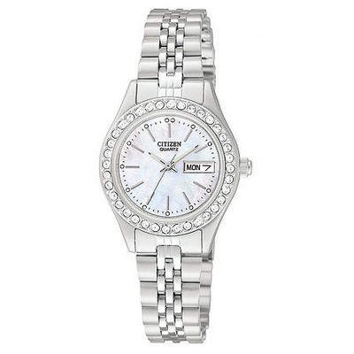 Citizen Ladies' Quartz Stainless Steel Watch w/ Diamond Bezel