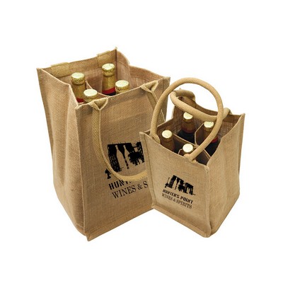 4 Bottle Wine Bag with Cotton Web Handles