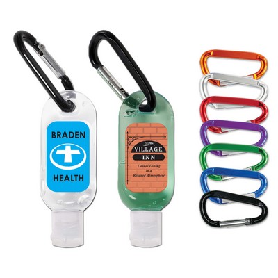 Antimicrobial Hand Sanitizing Gel - 1 oz. Flip Top Tottle Bottle w/Carabiner