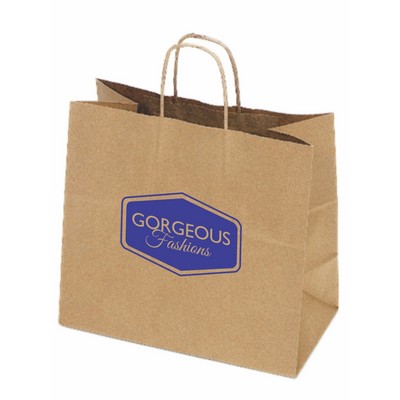 Recycled Natural Kraft Paper Shopping Bag 1C1S (13"x7"x13")