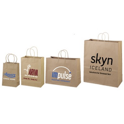 Natural Kraft Paper Shopping Bags w/Foil Imprint (16"x 6"x 12")