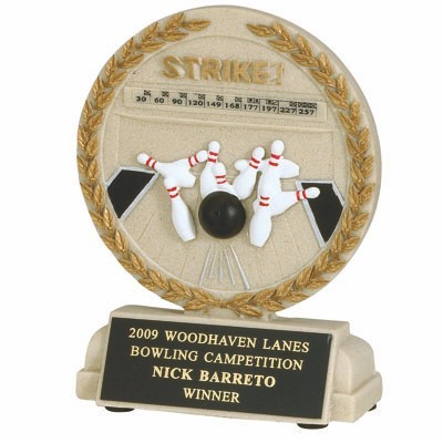 Cast Stone Medal Bowling Trophy