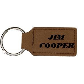 Key Chain - Dark Brown Rectangle, Leatherette