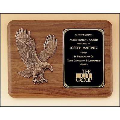 American Walnut Plaque with Bronze Eagle Casting, 11 x 15"