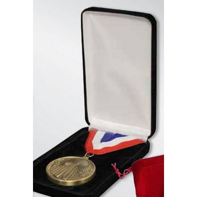 Blue Velvet Presentation Box for up to 3" Medal w/ Neck Ribbon (7"x4.25")