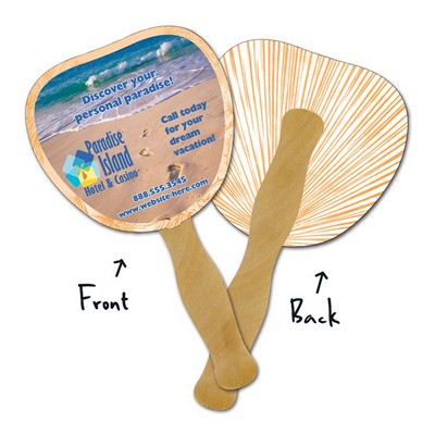 Mini Hand Fan - 5.25x5.5 Palm/Leaf Shaped Laminated - 14 pt.