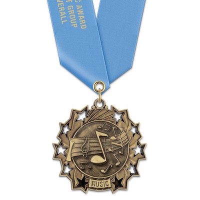 2 1/4" Music TS Medal w/ Satin Neck Ribbon