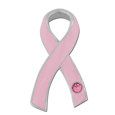 Breast Cancer Pink Awareness Ribbon with Rhinestone