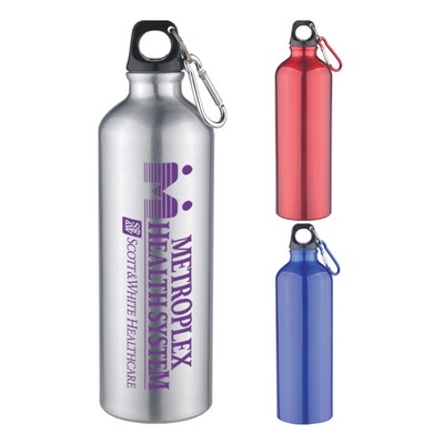 25 oz Aluminum Sports Bottle Twist Off Lid & Carabiner