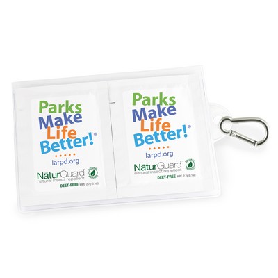 GoPac™ with NaturGuard™ Insect Repellent Wipes, with Carabiner, Label Imprint