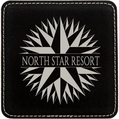 Leatherette Square Coaster - Black