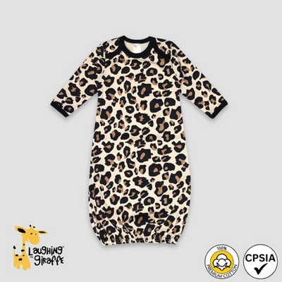 Baby Sleep Gown w/Elastic Bottom Leopard Print Premium 100% Cotton- Laughing Giraffe®