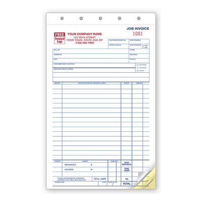 Job Invoice/Work Order Form (3 Part)