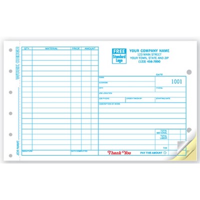 Side Stub Work Order Form (3 Part)