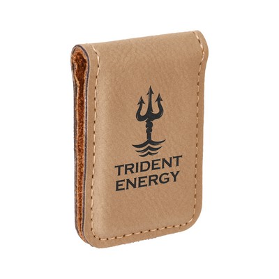 Leatherette Money Clip - Light Brown