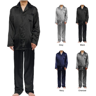 Men's Stretch Silky Satin Pajama Sets, Sleepwear