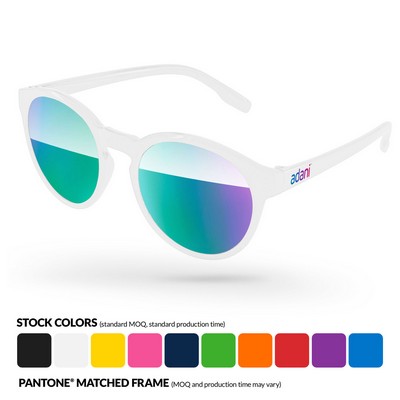 Vicky Mirror Sunglasses w/ Full Color Temple Imprint