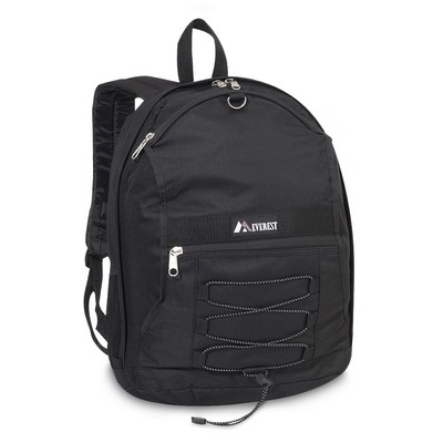 Everest Two-Tone Backpack with Mesh Pockets, Black