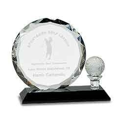 Crystal Circle Golf Ball Award, 6 1/2"H