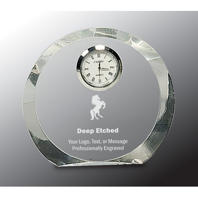 4 1/2" Clear Crystal Round with Clock