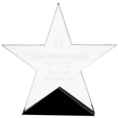 7 3/4" x 7 1/2" Clear Glass Star on Black Base