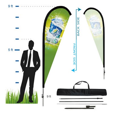 9' Teardrop Shaped Advertising Flag w/Single Sided Print (Kit 1)